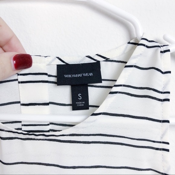 Who What Wear White & Black Striped Blouse - Picture 3 of 4